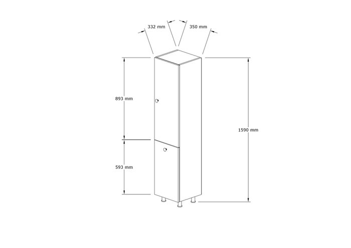 Hanah Home Armario Baño Nogal Melamina 18mm 35x154.8x31.9 cm Montaje Pared